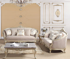 Elanor Traditional Sofa and Loveseat in Champagne Wood Finish by Cosmos Furniture