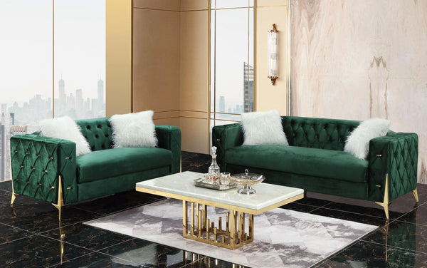 Emerald Modern Sofa and Loveseat in Emerald Green Color by Cosmos Furniture