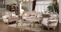 Emily Transitional Sofa and Loveseat in Beige Wood Finish by Cosmos Furniture