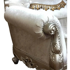 Emily Transitional Sofa and Loveseat in Beige Wood Finish by Cosmos Furniture