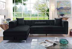 Amie Glam Black Sectional w/ Storage