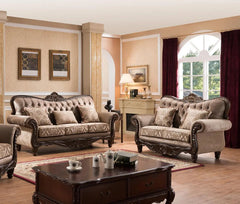 Giana Traditional Sofa and Loveseat in Cherry Wood Finish by Cosmos Furniture
