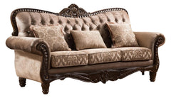 Giana Traditional Sofa and Loveseat in Cherry Wood Finish by Cosmos Furniture