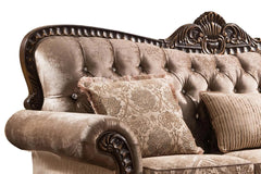 Giana Traditional Sofa and Loveseat in Cherry Wood Finish by Cosmos Furniture
