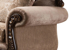 Giana Traditional Sofa and Loveseat in Cherry Wood Finish by Cosmos Furniture