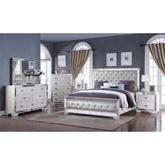 Gloria 6Pc Contemporary Bedroom Set in White Finish by Cosmos Furniture