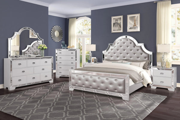 Grand Gloria 6Pc Contemporary Bedroom Set in White Finish by Cosmos Furniture