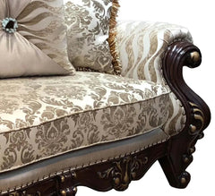 Jade Traditional Sofa and Loveseat in Cherry Wood Finish by Cosmos Furniture