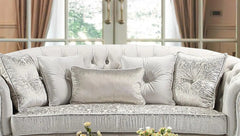 Juliana Traditional Sofa and Loveseat in Pearl White Wood Finish by Cosmos Furniture