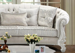 Juliana Traditional Sofa and Loveseat in Pearl White Wood Finish by Cosmos Furniture
