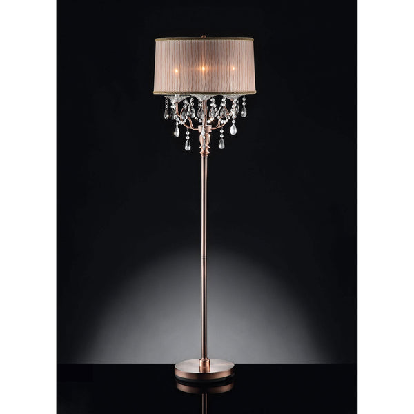 Cecelia Copper Floor Lamp, Hanging Crystal