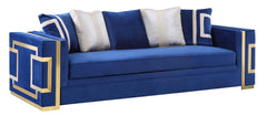 Lawrence Transitional Sofa and Loveseat in Navy Fabric by Cosmos Furniture