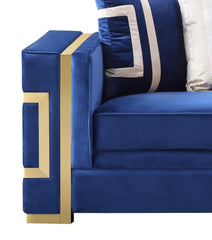 Lawrence Transitional Sofa and Loveseat in Navy Fabric by Cosmos Furniture