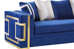 Lawrence Transitional Sofa and Loveseat in Navy Fabric by Cosmos Furniture