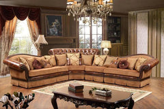 Linda Traditional Sectional in Cherry Wood Finish by Cosmos Furniture