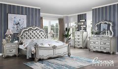 Melrose 6Pc Transitional Bedroom Set in Silver Finish by Cosmos Furniture