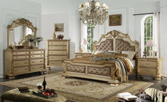Miranda 6Pc Traditional Bedroom Set in Gold Finish by Cosmos Furniture
