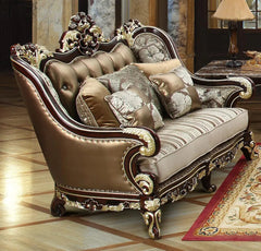 Monica Traditional Sofa and Loveseat in Cherry Wood Finish by Cosmos Furniture
