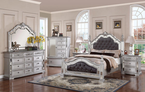 Pamela 6Pc Transitional Bedroom Set in Silver Finish by Cosmos Furniture