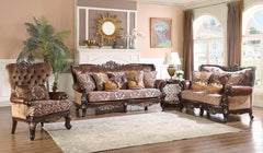 Phoenix Traditional Sofa and Loveseat in Cherry Wood Finish by Cosmos Furniture