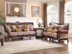 Phoenix Traditional Sofa and Loveseat in Cherry Wood Finish by Cosmos Furniture