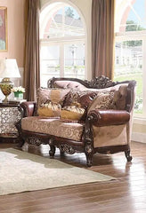 Phoenix Traditional Sofa and Loveseat in Cherry Wood Finish by Cosmos Furniture