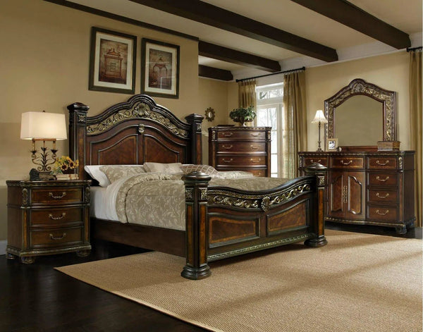 Rose Traditional Bedroom set in Dark Cherry by Galaxy Furniture