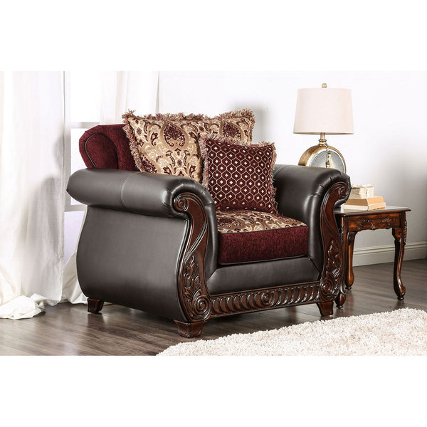 Franklin Burgundy/Espresso Chair, Burgundy