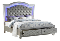 Shiney 6Pc Contemporary Bedroom Set in Silver Finish by Cosmos Furniture