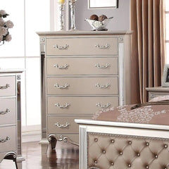 Sonia 6Pc Contemporary Bedroom Set in Silver Finish by Cosmos Furniture