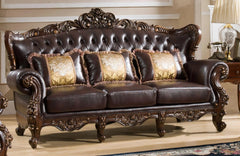 Vanessa Traditional Sofa and Loveseat in Cherry Wood Finish by Cosmos Furniture