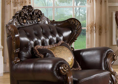 Vanessa Traditional Sofa and Loveseat in Cherry Wood Finish by Cosmos Furniture