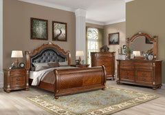 Viviana 6Pc Traditional Bedroom Set in Caramel Finish by Cosmos Furniture