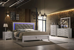 Yasmine White 6Pc Modern Bedroom Set in Gray Finish by Cosmos Furniture