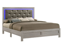 Yasmine White 6Pc Modern Bedroom Set in Gray Finish by Cosmos Furniture