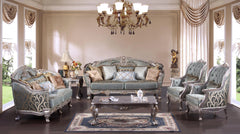 Zara Traditional Sofa and Loveseat in Silver Wood Finish by Cosmos Furniture