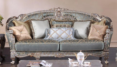 Zara Traditional Sofa and Loveseat in Silver Wood Finish by Cosmos Furniture