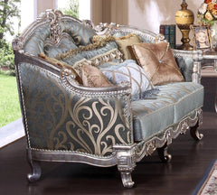 Zara Traditional Sofa and Loveseat in Silver Wood Finish by Cosmos Furniture