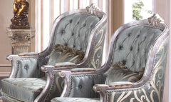 Zara Traditional Sofa and Loveseat in Silver Wood Finish by Cosmos Furniture