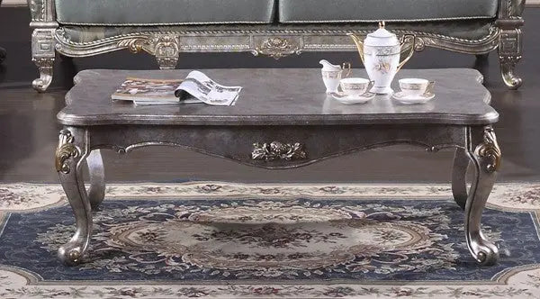 Zara Traditional Sofa and Loveseat in Silver Wood Finish by Cosmos Furniture