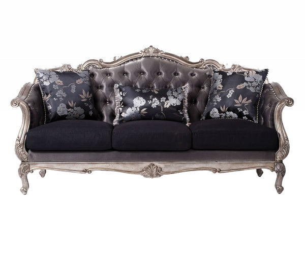 Acme Chantelle Sofa w/3 Pillows in Antique Platinum 51540