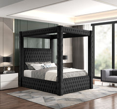 Castle Black Platform Canopy King Bed