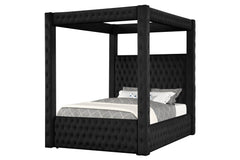 Castle Black Platform Canopy King Bed