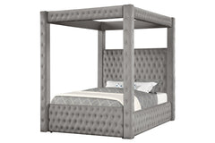Castle Grey Platform Canopy Queen Bed