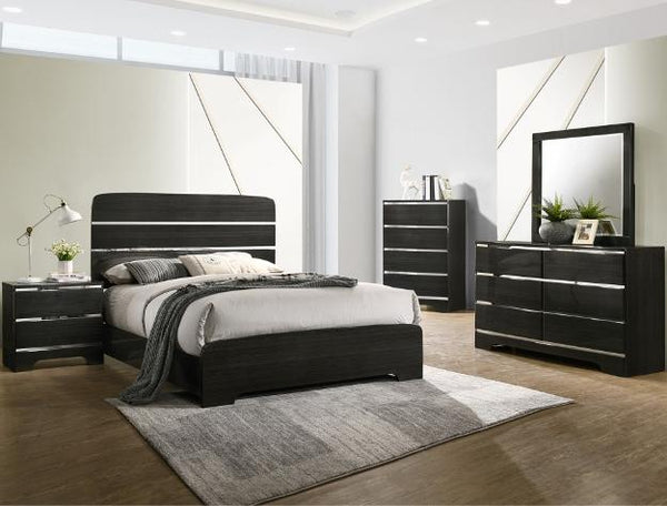 Chantal Black Panel Bedroom Set [FREE CHEST]