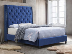 Chantilly Blue Velvet Upholstered King Bed