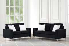 Cinderella Neo Black Velvet Sofa & Loveseat