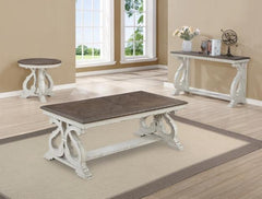Clementine White-Brown 3-Piece Coffee Table Set (1xCoffee 2xEnd)
