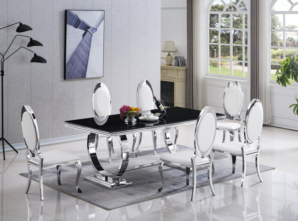 Betsy Chrome/White 7-Piece Dining Set