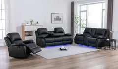 Daytona Black 3-Piece Reclining Living Room Set